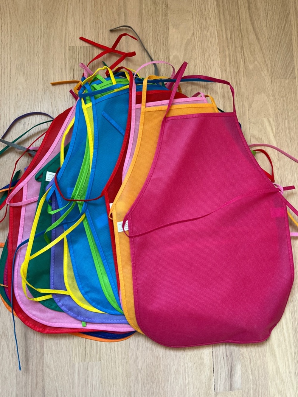 FREE ADD ON: 23 Bright Preschool Age Kids' Craft Aprons - Multi-Color Set